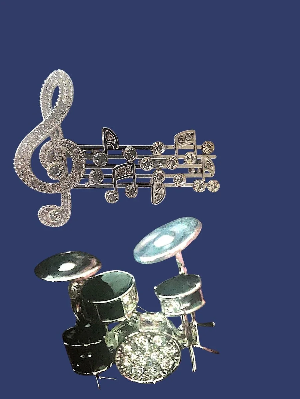 Musical Note & Drum Set Brooch